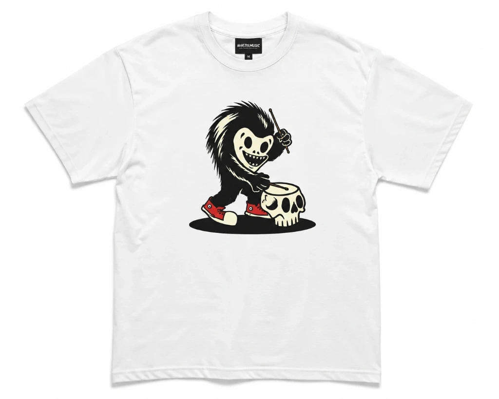 White T-Shirt Drums (S)